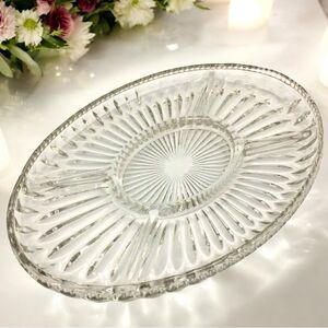 Wm.Rogers& Son Divided Crystal Glass Oval Relish INSERT ONLY Serving  Dish